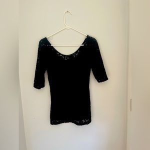 Black lace three quarter sleeve Banana Republic top.
